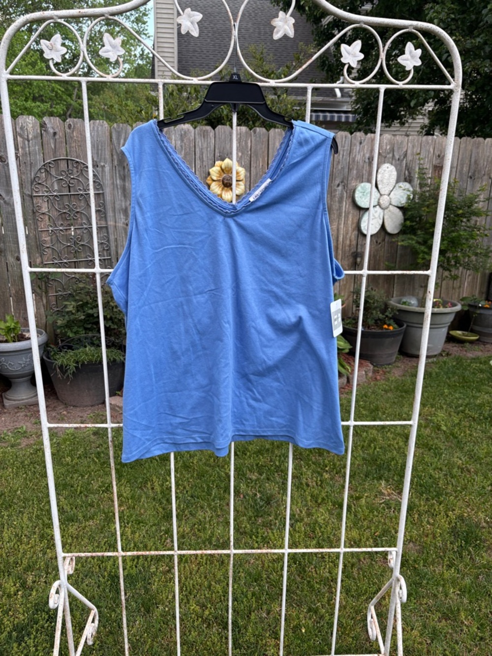 Sleeveless V-Neck Tank Top in Cornflower Blue